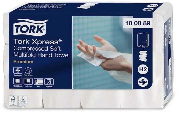 Lapelinis rankšluostinis popierius Tork Xpress Soft Multifold H2, 2 sl.,225 lap.,22.2x24cm, Z, 12vnt