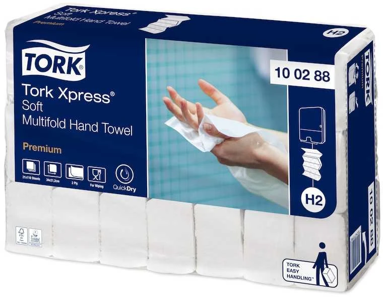 Essity Denmark As Servetėlės Tork Multifold Premium Soft H2 (100288), 2 sluoksniai, baltos spalvos, 110 lapelių