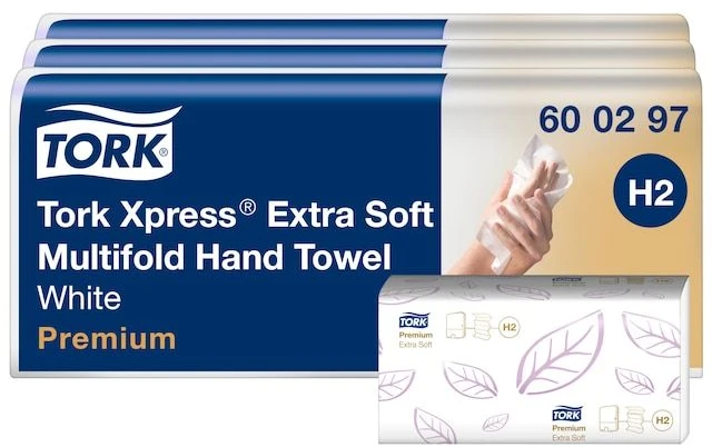 Tork Xpress® H2 Extra Soft daugiasluoksnės 2 sluoksnių rankšluosčių popierius - (3 pakeliai x 700 vnt./kartonas)