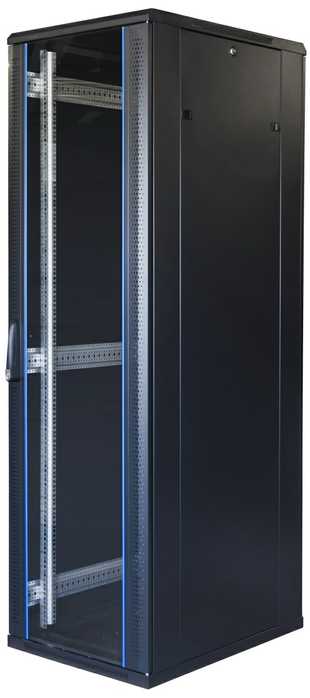 19" Comunication cabinet TOTEN, System G, 42U, 600x800, stiklinės durys, galinės metalinės durys, iki 800kg, juoda / 19-G6842GM