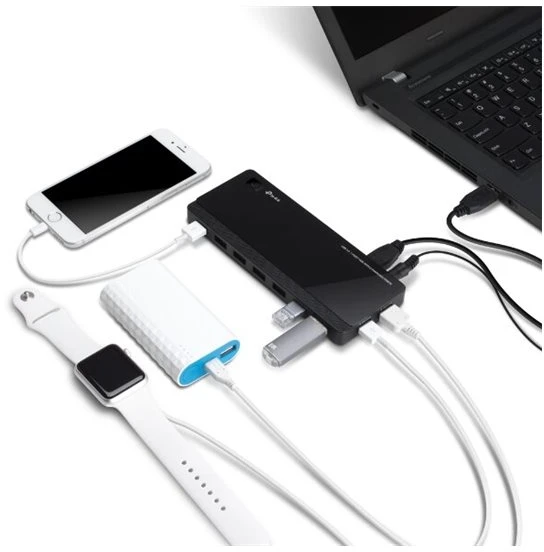 Adapteris - USB Hub TP-Link UH720 9-Port USB 3.2 Gen 1 5000 Mbit/s Juodas
