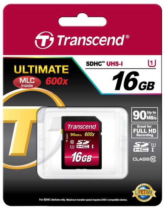 Atminties kortelė Transcend SDHC 16GB Class10 UHS-I 600x Ultimate atmintis