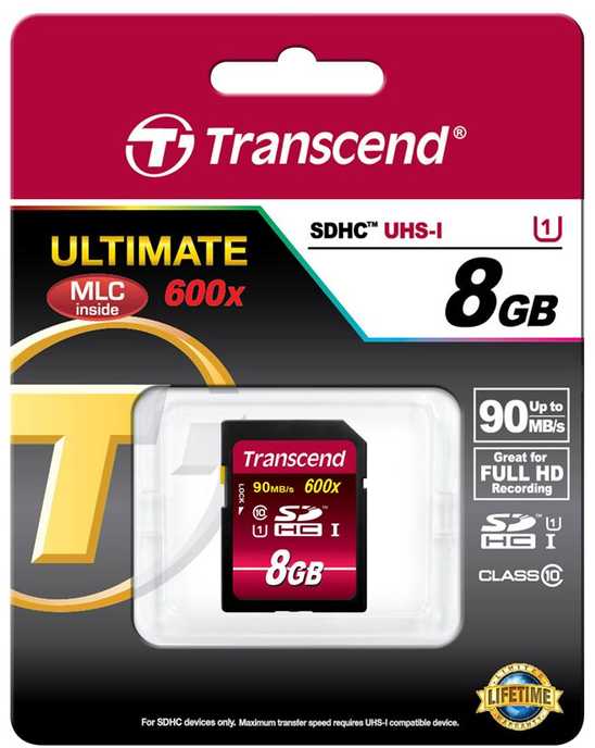 Atminties kortelė Karta Transcend Ultimate SDHC 8 GB 10 klasės UHS-I (TS8GSDHC10U1)