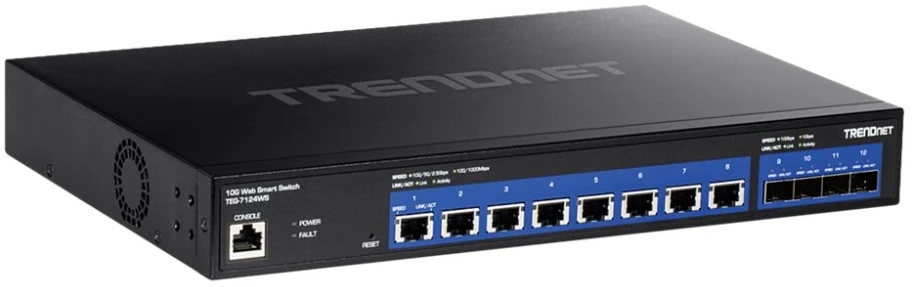 Šakotuvas Switch TRENDnet TEG-7124WS 12-Port 10G Web Smart Juodas (TEG-7124WS)