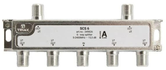 Triax SCS 6, Kabelių skirstytuvas, 75 O, 5–2400 MHz, Sidabrinis, Baltas, Kištukas/Kištukas, 16,5 dB