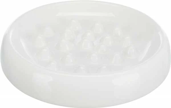 Trixie Lėtas pašarų, dubuo, katėms, balta, keramikos, 0,25l / 18 cm, apsaugo vienu metu rijimo maisto