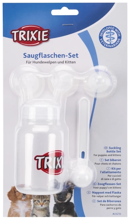 TRIXIE Suckling bottle set, 120 ml, transparent/baltas