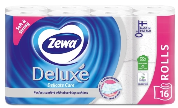 Tualetinis popierius ZEWA Deluxe Pure Baltas, 3 sluoksnių, 16 vnt., 20, 7 m.