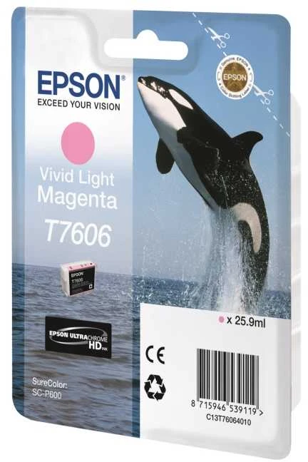 EPSON T7606 Viv Light Magenta rašalo kasetė didelės talpos Vivid Magenta clair 25 9ml 2849 puslapiai 1 pakuotė
