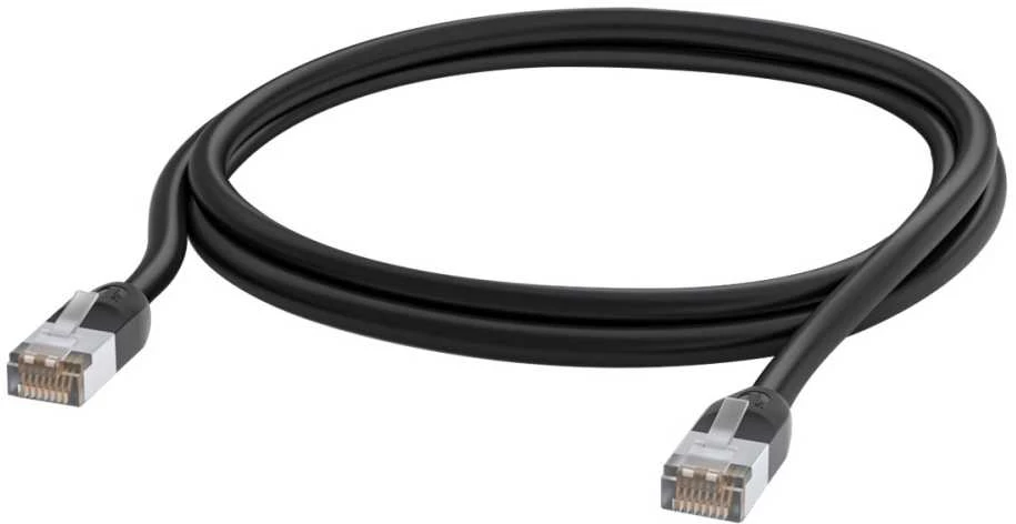 Ubiquiti UACC-Cable-Patch-Outdoor-1M-BK UISP komutacinis lauko kabelis, ekranuotas RJ45 kištukas, vidinis folijos ekranavimas ir drenažo laidas, užtikrinantis didesnę apsaugą nuo ESD pažeidimų