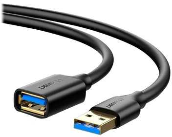UGREEN prailginimo laidas US129 USB 3.0 (female) - USB 3.0 (male) 2 m, juodas (10373)