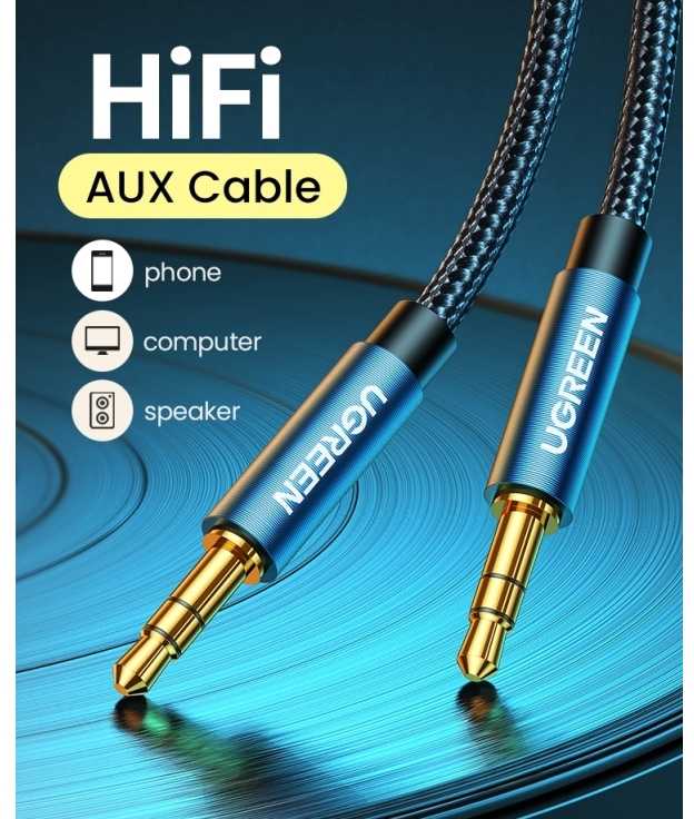 UGREEN mini jack 3.5mm AUX kabelis 3m - Mėlynas