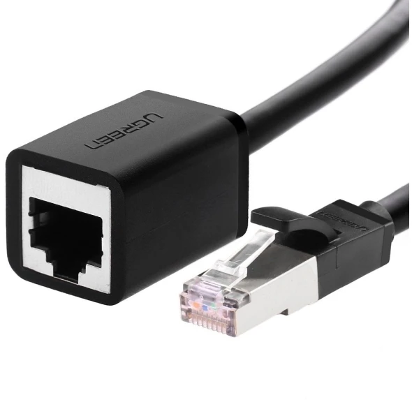 UGREEN Cat 6 FTP Ethernet RJ45 Extension Kištukas - Lizdas PatchCords ekranuotas 3m - Juodas