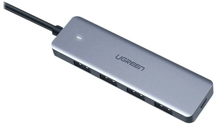 UGREEN 4-Port USB3.0 Hub with USB-C Power Supply šakotuvas - pilkas