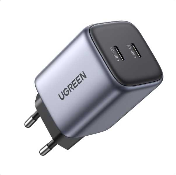 UGREEN CD294 įkroviklis 2x USB-C, GaN, PD3.0, QC4.0, 45W, pilkas