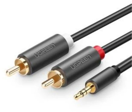 UGREEN AV102 2x RCA (Cinch) kištukai - 3.5mm lizdas kabelis 3m juodas