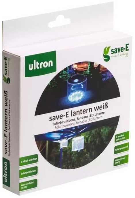 Ultron Sulankstoma balta LED lempa, varoma saulės (185953)