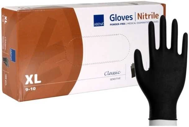 Abena Nitrilinės juodos pirštinės, dydis XL, be pudros, 100 vnt