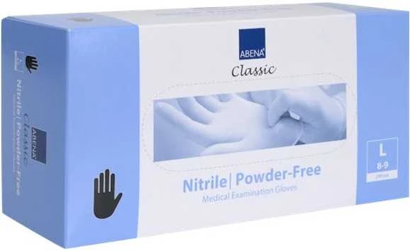 Juodos nitrilinės pirštinės be pudros ABENA Nitrile Powder-Free Medical Examination Gloves Juodas L 100vnt.