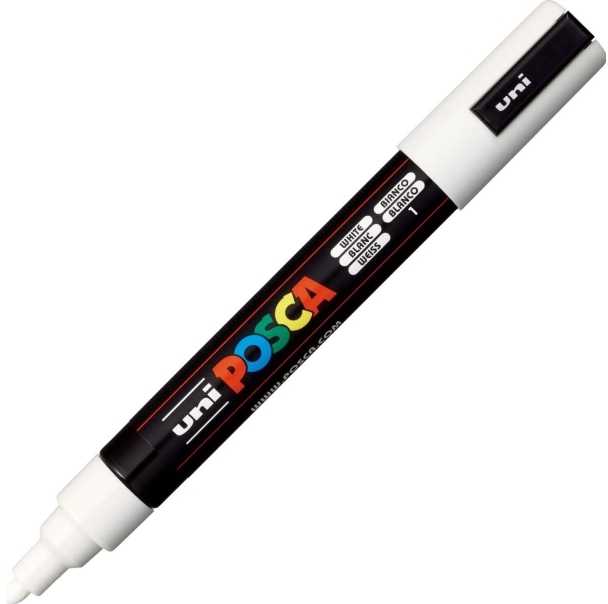 Uni-Ball POSCA PC-5M, balta, daugiaspalvė, vandens pagrindo rašalas, apvalus antgalis, apvalus, 1,8 mm