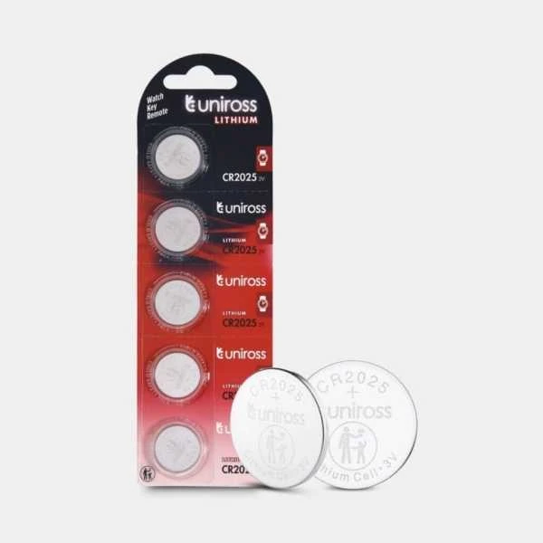 Uniross CR2025 ličio baterijos, 5 vnt. pakuotė