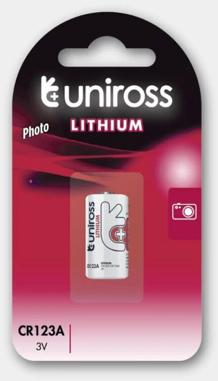 Uniross Batteries Uniross U1CR123A, vienkartinė baterija, CR123A, ličio, 3 V, 1 vnt., įvairiaspalvė