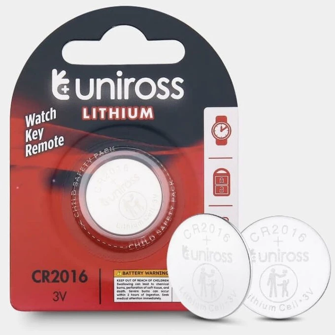 Uniross Batteries Uniross U1CR2016, Vienkartinė baterija, CR2016, Ličio, 3 V, 1 vnt., Sidabras