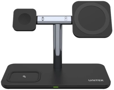 Unitek kroviklis magnetinis Qi 3in1 iPhone 15W