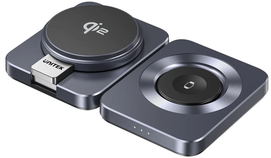 Unitek 3in1 sulankstoma įkrovimo stotis, Qi2, 15W, rutulinis