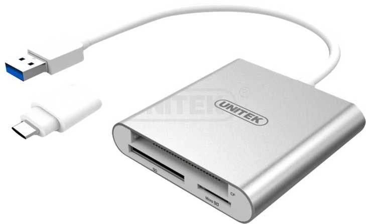 UNITEK Y-9313D Unitek USB3.0 į Multi-In-One Aliuminio kortelių skaitytuvą (su USB Type-C adapteriu)