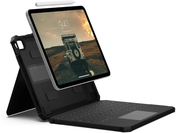 Urban Armor Gear Rugged USB-C Keyboard iPad 11" (A16)(11th Gen, 2025) Folio Case, QWERTY, Nordic, Touchpad, Apple, iPad 11" (A16)(11th Gen, 2025), Juodas