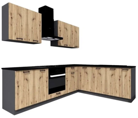 STOLKAR Cosmo Design ANIKA virtuvės baldų komplektas, meniškas ąžuolas/grafitas 2.0/2.6