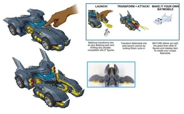Mattel Usorteret DC Universe Bat-Link Batmobile 15 cm