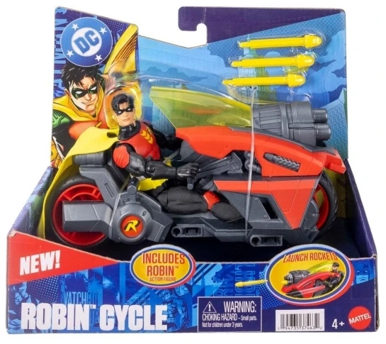Mattel Usorteret DC Universe Robin 15cm & Small Vehicle