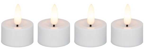 Kalėdinė dekoracija Sirius Extra LED žvakutė Cozzy 5cm Ø3.9cm baltas plastikas įkraunama 3D liepsna 4 vnt.