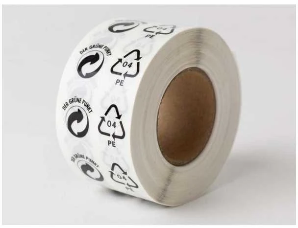 Etiketės PE ir žali taškeliai baltos/juodos 45x25mm 1000 vnt.