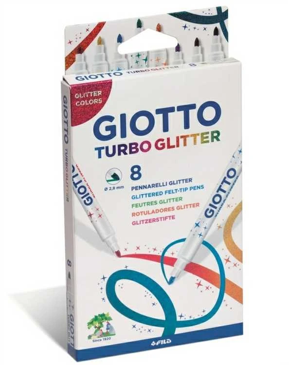 Flomasteriai Fila Giotto Turbo Glitter, 8 sp.