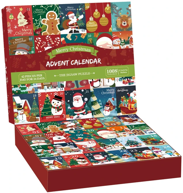 Dėlionė Usorteret PUZZLES Merry Christmas Advent Puzzle 24 Themes 1008 pcs