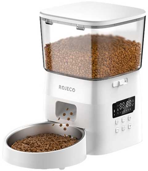 Rojeco 2L automatinio naminių gyvūnėlių tiektuvo mygtuko versija (balta)