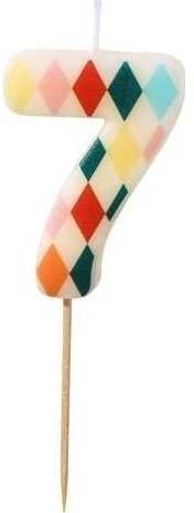 Party Deco PartyDeco gimtadienio žvakė Nr. 7, rombo formos, 55 cm, mišinio spalva 67325