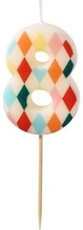 Party Deco PartyDeco gimtadienio žvakė Nr. 8, rombo formos, 55 cm, mišinio spalva 67363