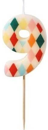 Party Deco PartyDeco gimtadienio žvakė Nr. 9, rombo formos, 55 cm, mišinio spalva 67400