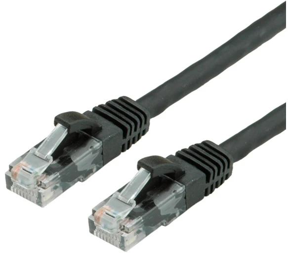 Value Vertė VERTĖ - Patch- Kabelis - RJ- 45 (M) iki RJ- 45 (M) - 15 m - UTP - CAT 6a - formos, be Haken - juodas, RAL 9011 (21.99.1468)