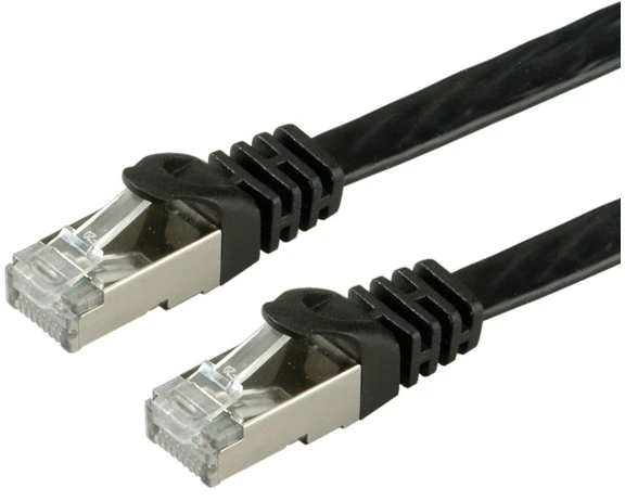 Value Vertė VERTĖ – Patch – Kabelis – RJ- 45 (M) iki RJ- 45 (M) – 5 m – FTP – CAT 6a – be halogenų, formos, sruogų, plokščias – juodas (21.99.0835)