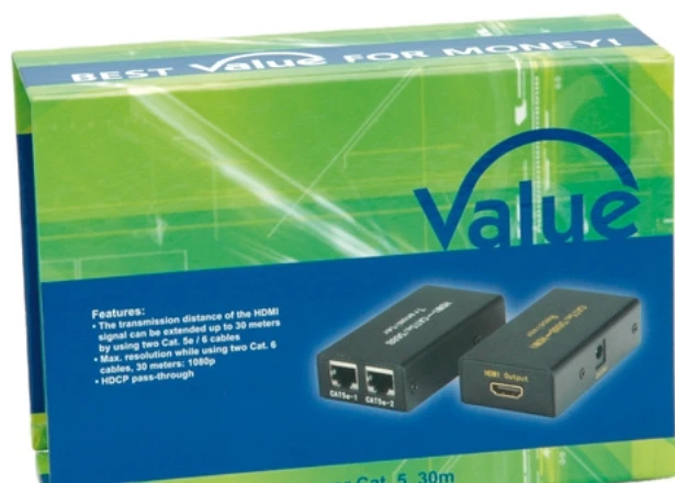 Triton VALUE AV signalo perdavimo sistema HDMI plėtinys per Cat.5, maks. 25 m