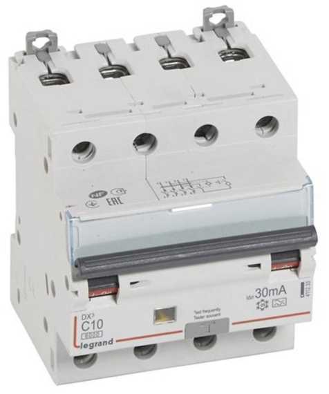 Legrand Kombinuotas jungiklis DX3 Automatinis saugiklis/HPFI C 10A 30mA 4P 6/10kA A tipo