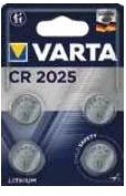 Varta 06025 101 404, vienkartinė baterija, CR2025, ličio, 3 V, 4 vnt., 160 mAh