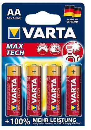 Varta Max Tech AA baterijų pakuotė 4 vnt.