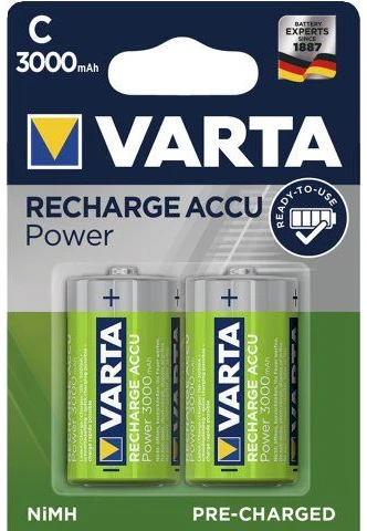 Varta-56714B, Įkraunama baterija, C, Nikelio-metalo hidrido (NiMH), 1,2 V, 2 vnt., 3000 mAh