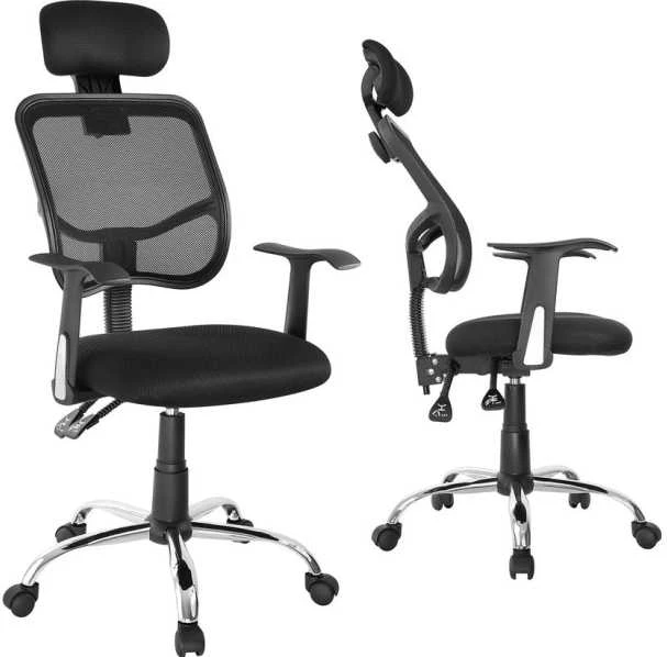 Ergonomiška juoda biuro kėdė su tinkliniu atlošu